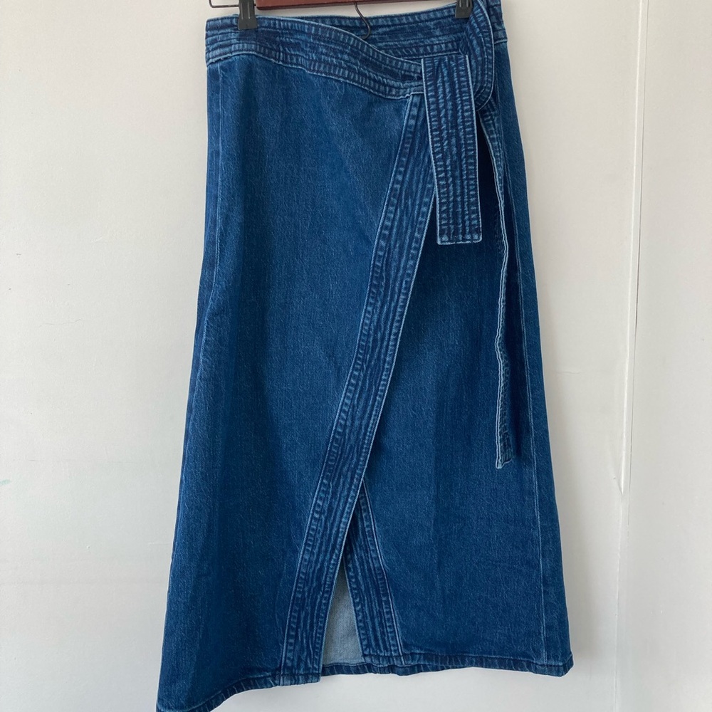 Ann Taylor Blue Denim Wrap Maxi Skirt